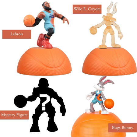 Set 4 figurine Space Jam 2 A New Legacy, Lebron, Bugs Bunny, Wile E. Coyote + 1 figurina Surpriza, 5 cm, Multicolor [6]