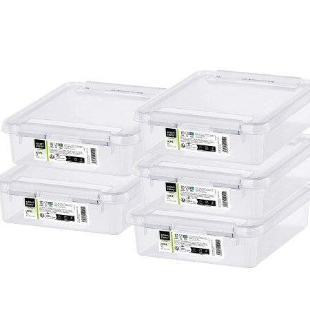Cutii depozitare - Set 5 Cutii cu capac 1L, SmartStore Home1, 21x17x6 cm