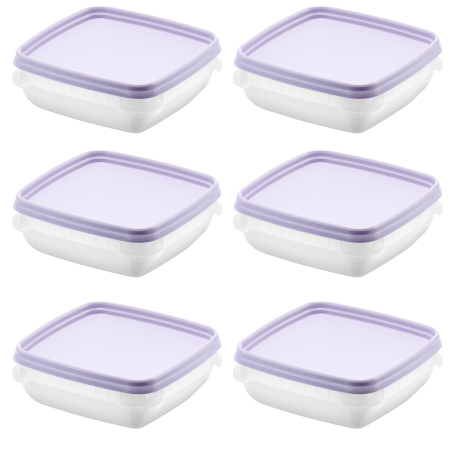 Cutii Alimentare - Set 6 caserole cu capac, depozitare alimente, Freez SmartStore, 0.3L, compatibila cu cuptorul microunde si congelator, capac ermetic