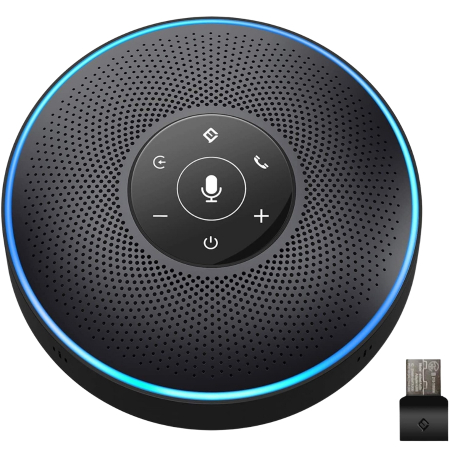 Accesorii IT - Sistem audio conferinta, EMMET M2 Speakerphone Bluetooth USB, 4 Microfoane AI 360°, Noise Cancelling, Compatibil Zoom, Teams, Skype, PC & Mac