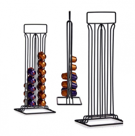 Soport depozitare si organizare 36 capsule de cafea Nespresso, vertical, metal, negru, 10 x 15,5 x 37,5 cm [2]
