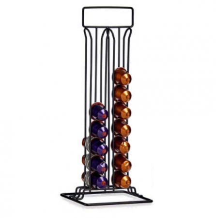 Soport depozitare si organizare 36 capsule de cafea Nespresso, vertical, metal, negru, 10 x 15,5 x 37,5 cm [1]