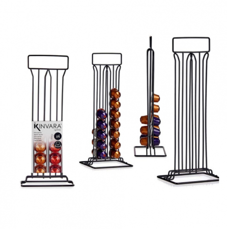 Organizare si Depozitare - Soport depozitare si organizare 36 capsule de cafea Nespresso, vertical, metal, negru, 10 x 15,5 x 37,5 cm