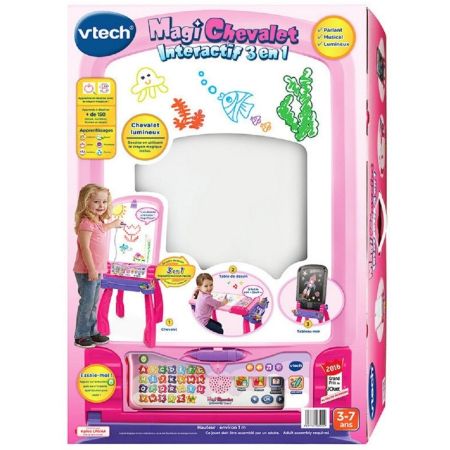 Tabla multifunctionala, Joc Educativ pentru copii, Vtech Magi 3in1, 3 functii: Sevalet Luminos si Muzical cu Creion Magic, Tabla cu Creta, Masa pentru Desen cu accesorii, 3+ ani [5]