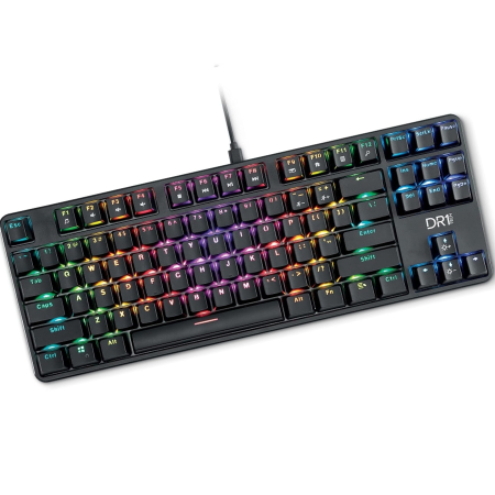 Promotii - Tastatura mecanica gaming DR1TECH Raven Mechanical TKL, PC/PS4, iluminare RGB, 87 de taste anti-ghosting , cablu USB
