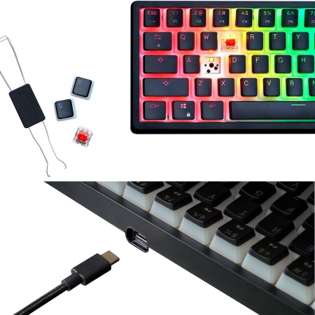 Tastatura Mecanica Gaming, G.Skill KM250 RGB 65% (67-Taste), RGB LED, cablu USB Tip C, Negru [1]