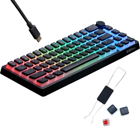 Accesorii IT - Tastatura Mecanica Gaming, G.Skill KM250 RGB 65% (67-Taste), RGB LED, cablu USB Tip C, Negru