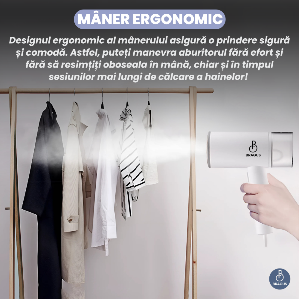 Aparat de Calcat Vertical cu Aburi, Putere 1200W, Fier de Calcat Portabil, Pliabil, Rezervor Detasabil 200ml, Suport de Perete Inclus, Incalzire Rapida in 20s, Tehnologie Anti-Scurgere, Abur 60g/min [11]