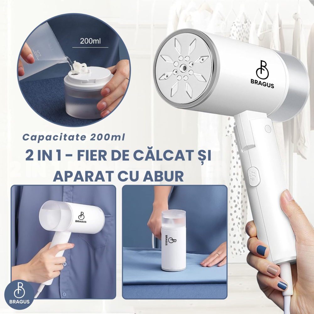 Aparat de Calcat Vertical cu Aburi, Putere 1200W, Fier de Calcat Portabil, Pliabil, Rezervor Detasabil 200ml, Suport de Perete Inclus, Incalzire Rapida in 20s, Tehnologie Anti-Scurgere, Abur 60g/min [4]