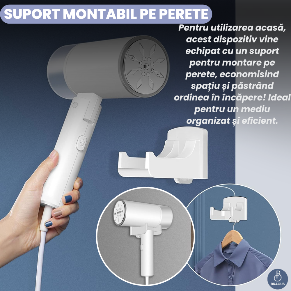 Aparat de Calcat Vertical cu Aburi, Putere 1200W, Fier de Calcat Portabil, Pliabil, Rezervor Detasabil 200ml, Suport de Perete Inclus, Incalzire Rapida in 20s, Tehnologie Anti-Scurgere, Abur 60g/min [13]