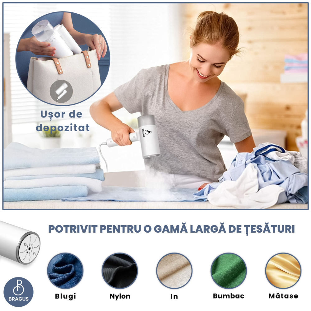 Aparat de Calcat Vertical cu Aburi, Putere 1200W, Fier de Calcat Portabil, Pliabil, Rezervor Detasabil 200ml, Suport de Perete Inclus, Incalzire Rapida in 20s, Tehnologie Anti-Scurgere, Abur 60g/min [3]