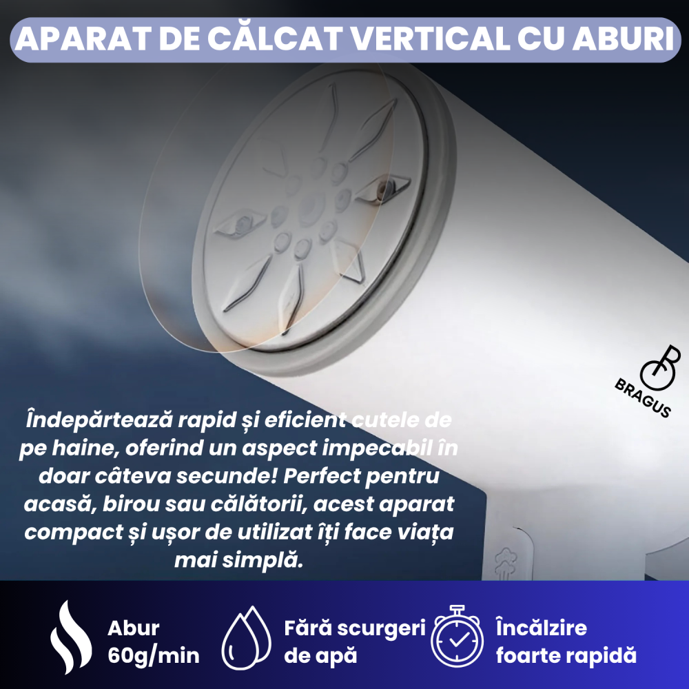 Aparat de Calcat Vertical cu Aburi, Putere 1200W, Fier de Calcat Portabil, Pliabil, Rezervor Detasabil 200ml, Suport de Perete Inclus, Incalzire Rapida in 20s, Tehnologie Anti-Scurgere, Abur 60g/min [9]