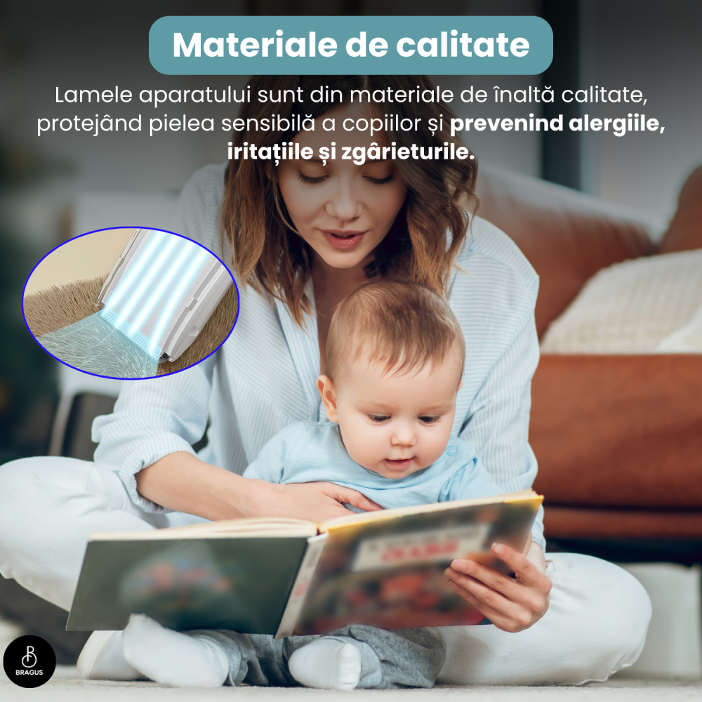 Aparat de Tuns pentru Bebelusi, Copii si Adulti, BRAGUS, 600mAh, 2 Trepte de Viteza, 2 Motoare Silentioase, Functie de Aspirare a Parului, Rezistent la Apa IPX7, Reincarcabil USB, 3 Piepteni Inclusi [14]