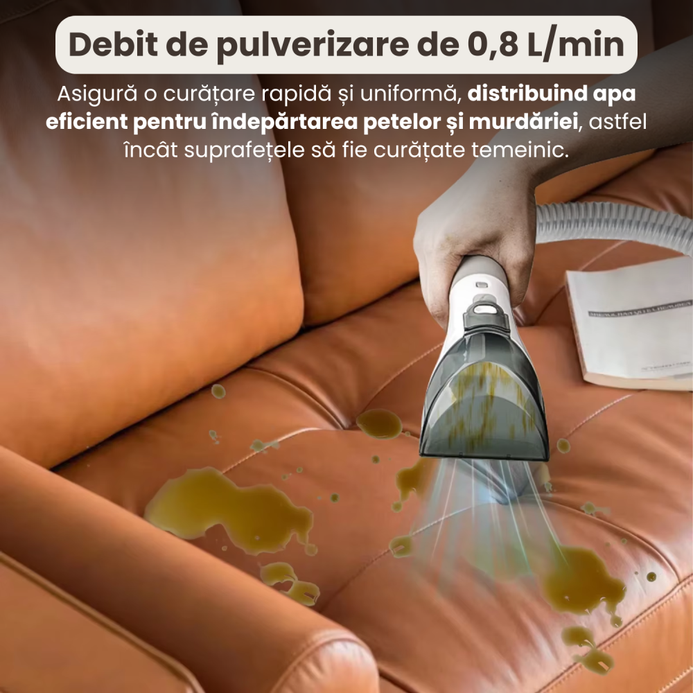 Aspirator cu Spalare Injectie-Extractie, 12.000Pa, Rezervor Apa 1.8L, 220V, 450W, 75dB, Aspirator Multifunctional pentru Toate Suprafetele, Elimina Bacteriile, Pentru Casa si Birou, Cablu 5M, Alb [6]