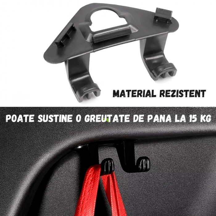Carlig pentru agatarea pungilor in portbagaj BRAGUS®, compatibil cu Tesla Model Y, cu 2 suporturi, greutate maxima 15 kg, din plastic, negru [3]