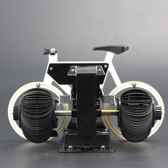 Ceas retro BRAGUS®, in forma de bicicleta, analogic, design classic, intoarcere automata, din metal, Alb [5]