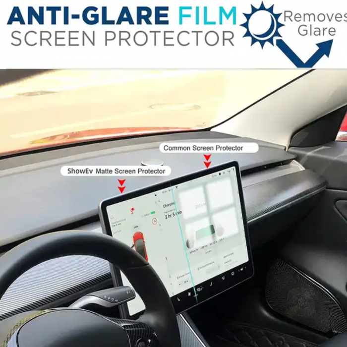 Folie de protectie pentru tableta Tesla, cu kit pentru montaj inclus, compatibila Model 3 2021-2023 / Model Y 2021-2024, anti-zgarieturi, BRAGUS®, transparenta [5]