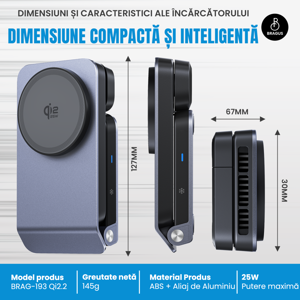 Incarcator Wireless 3 in 1, Incarcare Simultana 3 Dispozitive, Fast Charge 15W, Functie Racire Integrata, Tehnologie MagSafe, Protejeaza Bateria, QI2, Pliabil, Compact, Portabil, Compatibil Apple [3]