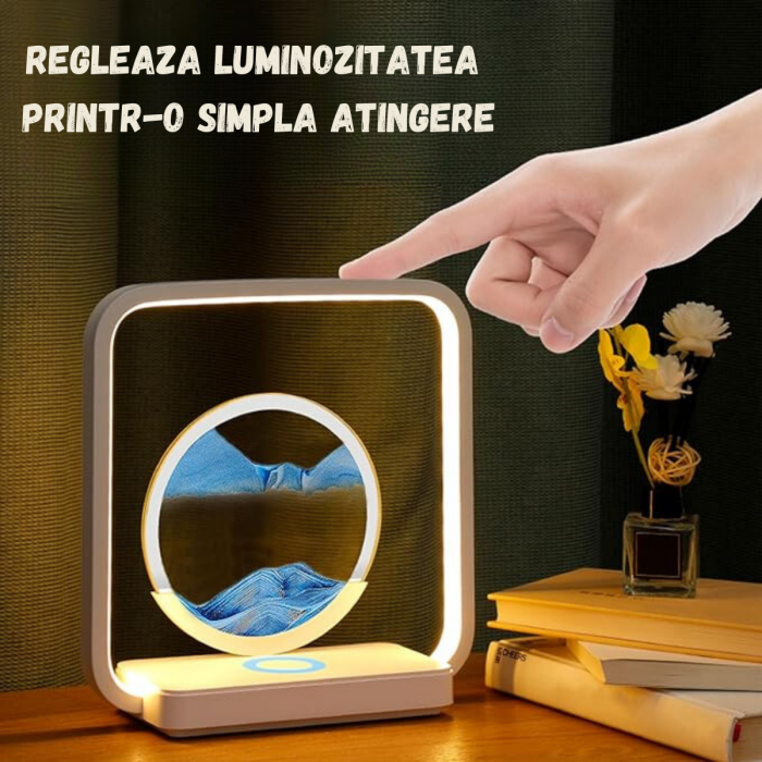 Lampa LED cu incarcare wireless 15W pentru smartphone, luminozitate ajustabila, 3 tonuri de lumina, alimentare prin USB, ornament cu nisip miscator, material ABS, BRAGUS® [4]
