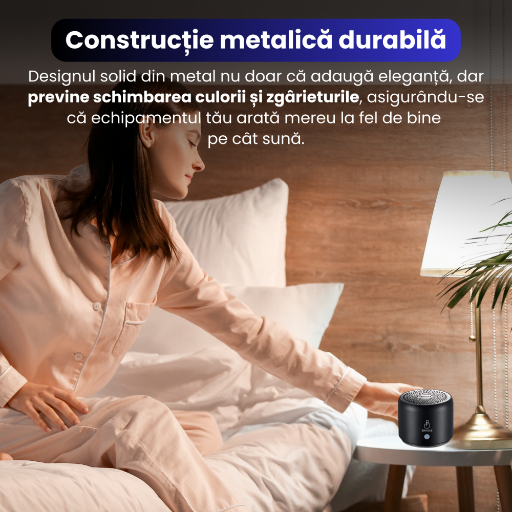 Boxa Portabila Mini, BRAGUS, Boxa Bluetooth 5.0, Rezistenta la Apa IPX7 si Praf, Baterie 700mAh, Autonomie 17h, Bass Puternic, Calitate Audio Excelenta, Stereo, Husa Protectie Inclusa, Wireless, 175g [5]