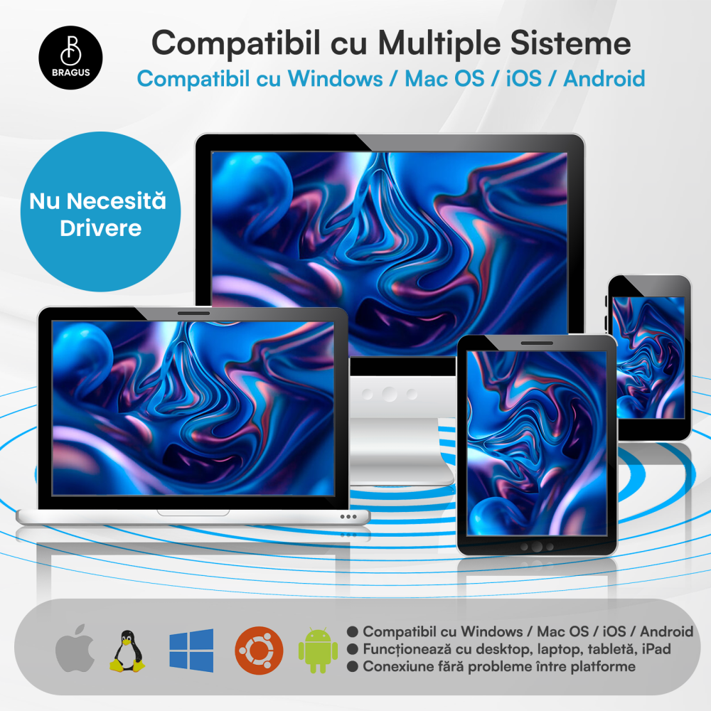 Mouse Wireless cu Gesturi, BRAGUS, Reincarcabil USB-C, Ultra Subtire, 1600 dpi, 68gr, Mouse Touch cu Gesturi, Silentios, Design Elegant, Compact, Mouse fara fir, Compatibil cu Laptop, Telefon, Tableta [6]