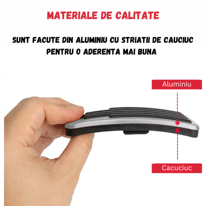 Set 2 ornamente din aluminiu pentru pedale, compatibil cu Tesla Model 3/Y, 2021-2024, Model 3 Highland, anti-alunecare, cu striatii din cauciuc solid, BRAGUS®, gri [2]