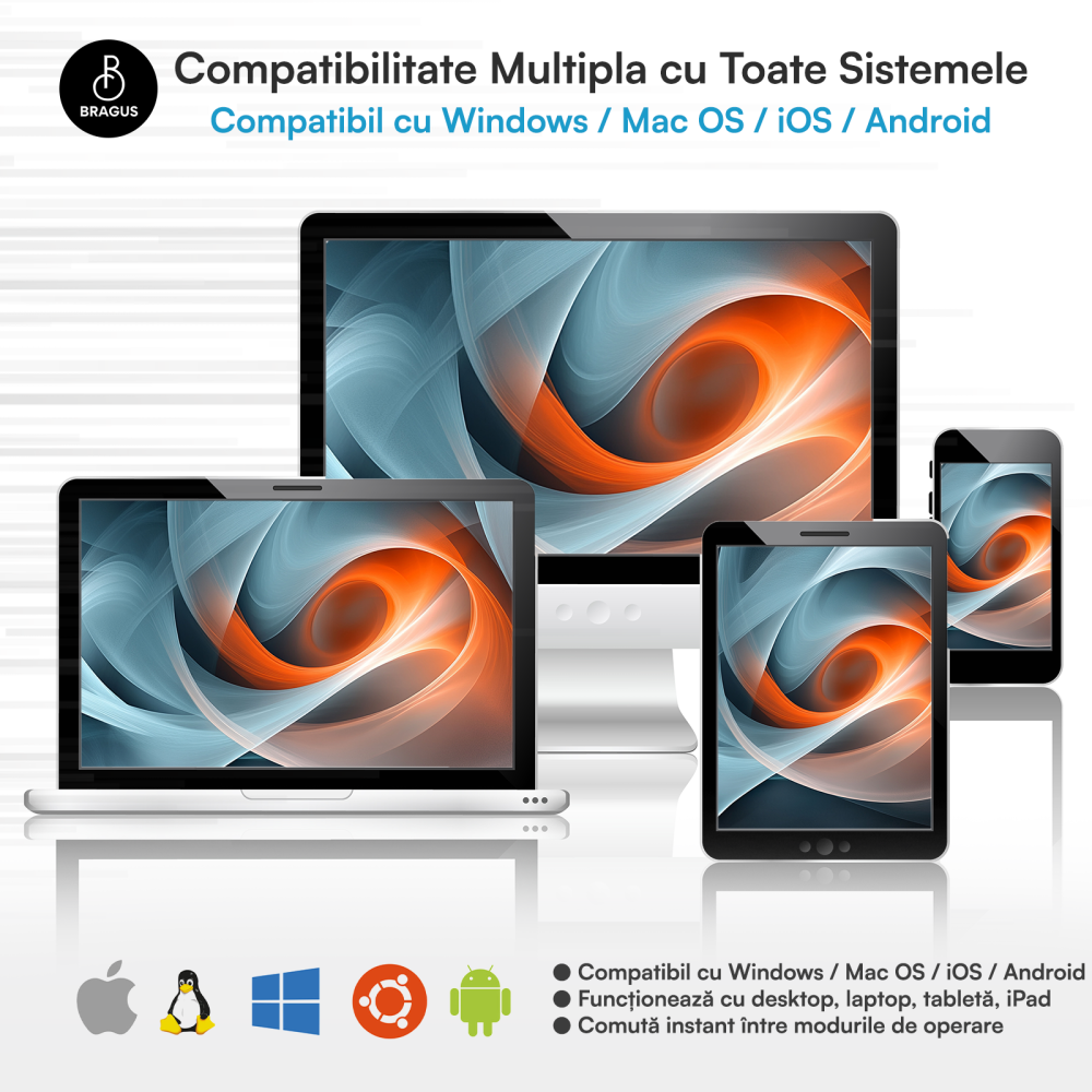 Tastatura Wireless Reincarcabila, Bluetooth 5.2, 500mAh, Ultra Subtire, Aluminiu, Click Scissor Switch, Conectare pe 3 Dispozitive, Compatibila PC, Windows, Mac, iOS, Android, Type- C, 495g [6]