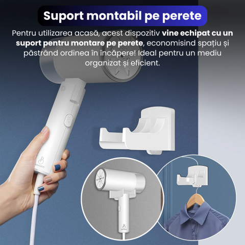Aparat de Calcat Vertical cu Aburi, Putere 1200W, Fier de Calcat Portabil, Pliabil, Rezervor Detasabil 200ml, Suport de Perete Inclus, Incalzire Rapida in 20s, Tehnologie Anti-Scurgere, Abur 60g/min [5]