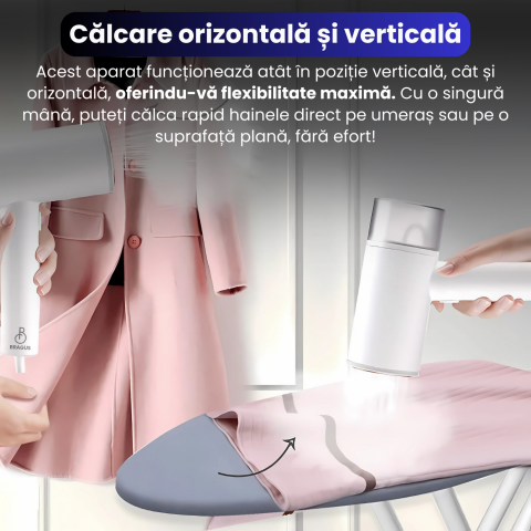 Aparat de Calcat Vertical cu Aburi, Putere 1200W, Fier de Calcat Portabil, Pliabil, Rezervor Detasabil 200ml, Suport de Perete Inclus, Incalzire Rapida in 20s, Tehnologie Anti-Scurgere, Abur 60g/min [2]