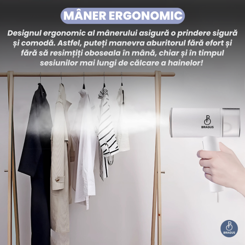 Aparat de Calcat Vertical cu Aburi, Putere 1200W, Fier de Calcat Portabil, Pliabil, Rezervor Detasabil 200ml, Suport de Perete Inclus, Incalzire Rapida in 20s, Tehnologie Anti-Scurgere, Abur 60g/min [10]