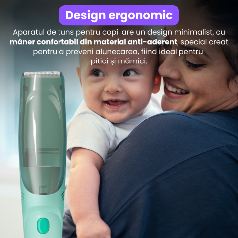 Aparat de Tuns pentru Bebelusi, Copii si Adulti, BRAGUS, 600mAh, 2 Trepte de Viteza, 2 Motoare Silentioase, Functie de Aspirare a Parului, Rezistent la Apa IPX7, Reincarcabil USB, 3 Piepteni Inclusi [5]