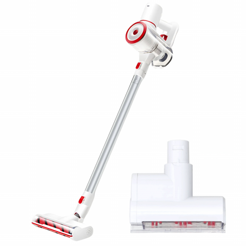 Aspiratoare - Aspirator vertical fara fir BRAGUS, silentios, iluminare LED, montare pe perete, 2 moduri de aspirare, 170W, 2200 mAh, aspirare maxim 40 min, 15000 Pa, inaltime reglabila, 4 capete incluse, alb