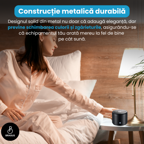 Boxa Portabila Mini, BRAGUS, Boxa Bluetooth 5.0, Rezistenta la Apa IPX7 si Praf, Baterie 700mAh, Autonomie 17h, Bass Puternic, Calitate Audio Excelenta, Stereo, Husa Protectie Inclusa, Wireless, 175g [11]