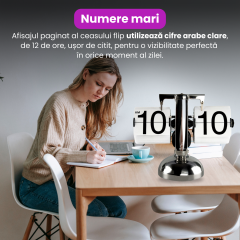 Ceas retro BRAGUS®, design classic, analogic, potrivit pentru o varietate de decoruri, intoarcere automata, metal solid [5]