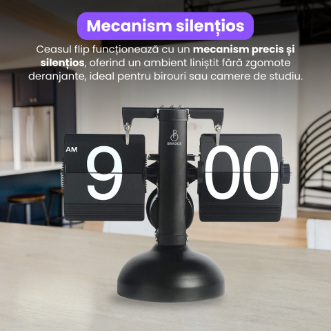 Ceas retro BRAGUS®, design classic, analogic, potrivit pentru o varietate de decoruri, intoarcere automata, metal solid [6]