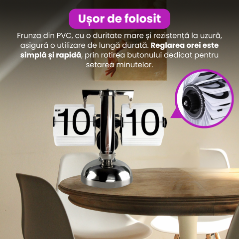 Ceas retro BRAGUS®, design classic, analogic, potrivit pentru o varietate de decoruri, intoarcere automata, metal solid [3]