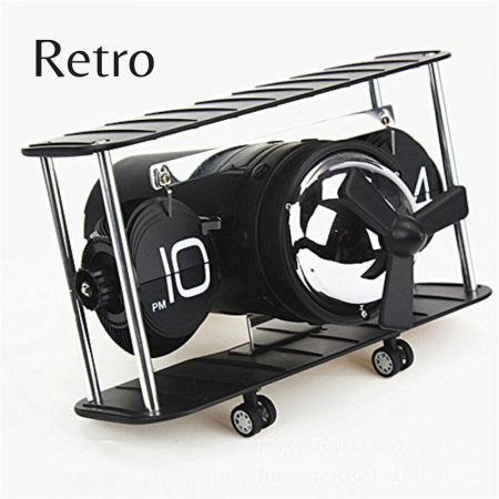 Ceas retro BRAGUS®, in forma de avion, analogic, design classic, intoarcere automata, din plastic [3]