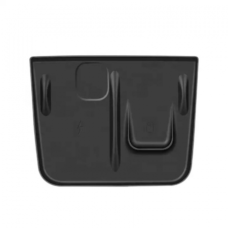 Tesla Model 3 2021-2023 - Covoras din silicon pentru suportul de incarcare Tesla, cu 2 compartimente, pentru telefon si casti, integrat in consola centrala, compatibil Model 3/Y, BRAGUS®, Negru