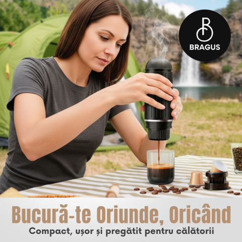 Espressor Portabil 2 in 1, Premium, Cafea Macinata sau Capsule, Reincarcabil, Presiune 19 Bari, Baterie 7500mAh, Aparat de Cafea Portabil, Functie Incalzire Integrata, Incarcare Rapida, Design Modern [6]