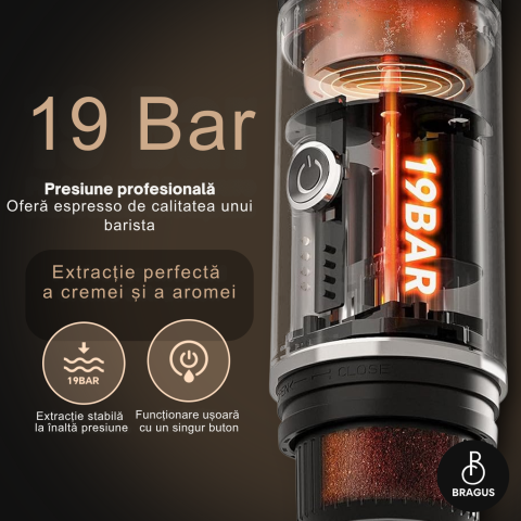 Espressor Portabil 2 in 1, Premium, Cafea Macinata sau Capsule, Reincarcabil, Presiune 19 Bari, Baterie 7500mAh, Aparat de Cafea Portabil, Functie Incalzire Integrata, Incarcare Rapida, Design Modern [3]