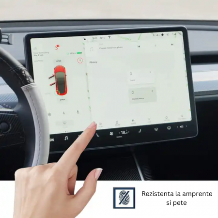 Folie de protectie pentru tableta Tesla, cu kit pentru montaj inclus, compatibila Model 3 2021-2023 / Model Y 2021-2024, anti-zgarieturi, BRAGUS®, transparenta [3]