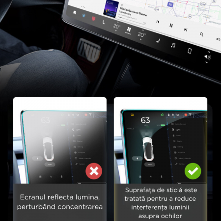 Folie de protectie pentru tableta Tesla, cu kit pentru montaj inclus, compatibila Model 3 Highland, anti-zgarieturi, BRAGUS®, transparenta [6]