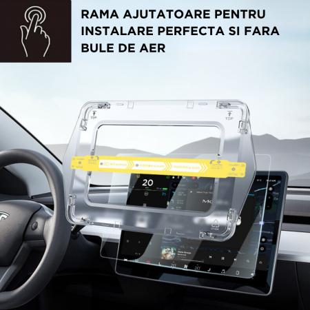 Folie de protectie pentru tableta Tesla, cu kit pentru montaj inclus, compatibila Model 3 Highland, anti-zgarieturi, BRAGUS®, transparenta [3]