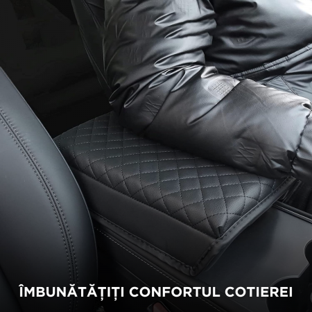 Husa pentru cotiera auto, compatibila cu Tesla Model 3 Highland, din piele ecologica, BRAGUS®, neagra [2]
