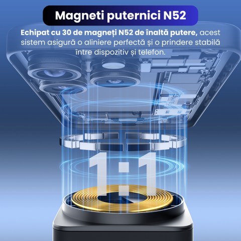 Incarcator Wireless 3 in 1, Incarcare Simultana 3 Dispozitive, Incarcator Telefon Portabil, Tehnologie MagSafe, Incarcare Rapida 15W, Incarcator Wireless, Compatibil iPhone, Apple Watch, AirPods, Gri [3]