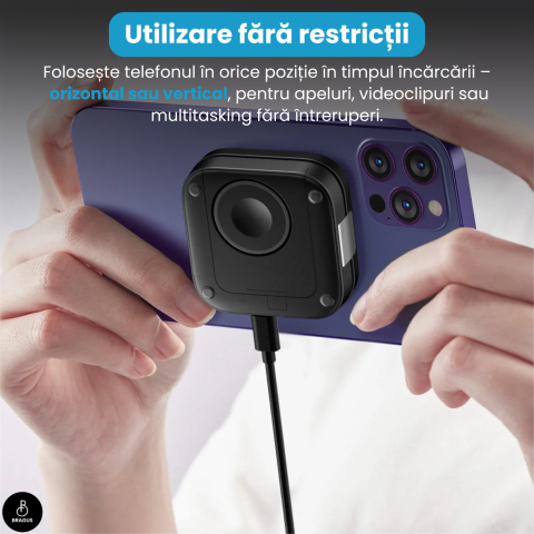 Incarcator Wireless 3 in 1, BRAGUS, Incarcare Simultana 3 Dispozitive, Incarcator Telefon Portabil, Tehnologie MagSafe, Reglabil, Incarcator Multiport Wireless, Compatibil iPhone, Apple Watch, AirPods [10]