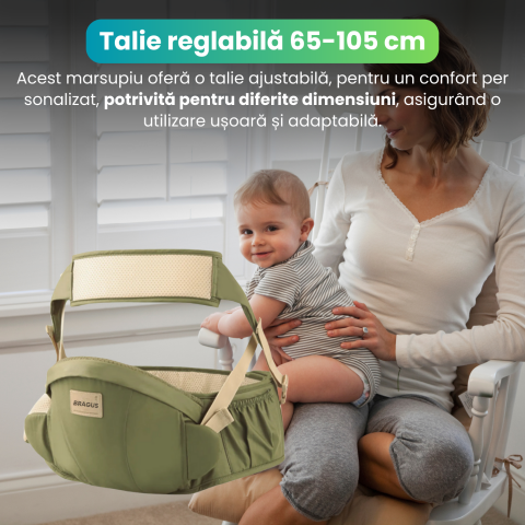 Marsupiu Bebelusi, BRAGUS, Port-Bebe Multifunctional, Tip Centura cu Scaunel, Suport Corect Bebelusi, Reglabil, Buzunare pentru Depozitare, Ergonomic, Materiale de Calitate, Greutate Maxima 15 kg [6]