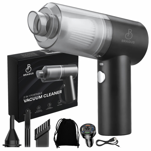 Aspiratoare si Accesorii Auto - Mini Aspirator Auto Portabil, Acumulator 2400mAh, 9000Pa, 120W, Autonomie 30min, 2 in 1 Aspirare Suflare, Vidare, Umflare, LED, Filtru HEPA, 3 Filtre Incluse, pentru Masina si Casa, Incarcare USB
