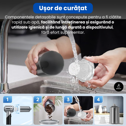 Mini Aspirator Portabil, BRAGUS, Pliabil, 15000Pa, 100W, Baterie 6000mAh, Autonomie 30min, 2in1 Aspirare si Suflare, Vidare, Umflare, 8 Accesorii, 3 Viteze, Filtru HEPA Reutilizabil, 3 Filtre Incluse [12]