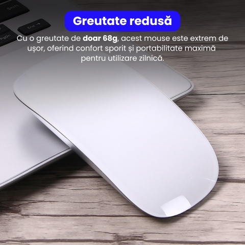 Mouse Wireless cu Gesturi, BRAGUS, Reincarcabil USB-C, Ultra Subtire, 1600 dpi, 68gr, Mouse Touch cu Gesturi, Silentios, Design Elegant, Compact, Mouse fara fir, Compatibil cu Laptop, Telefon, Tableta [5]